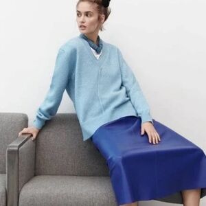 ZARA Oversized Ribbed Collar And Cuff V-Neck Sweater